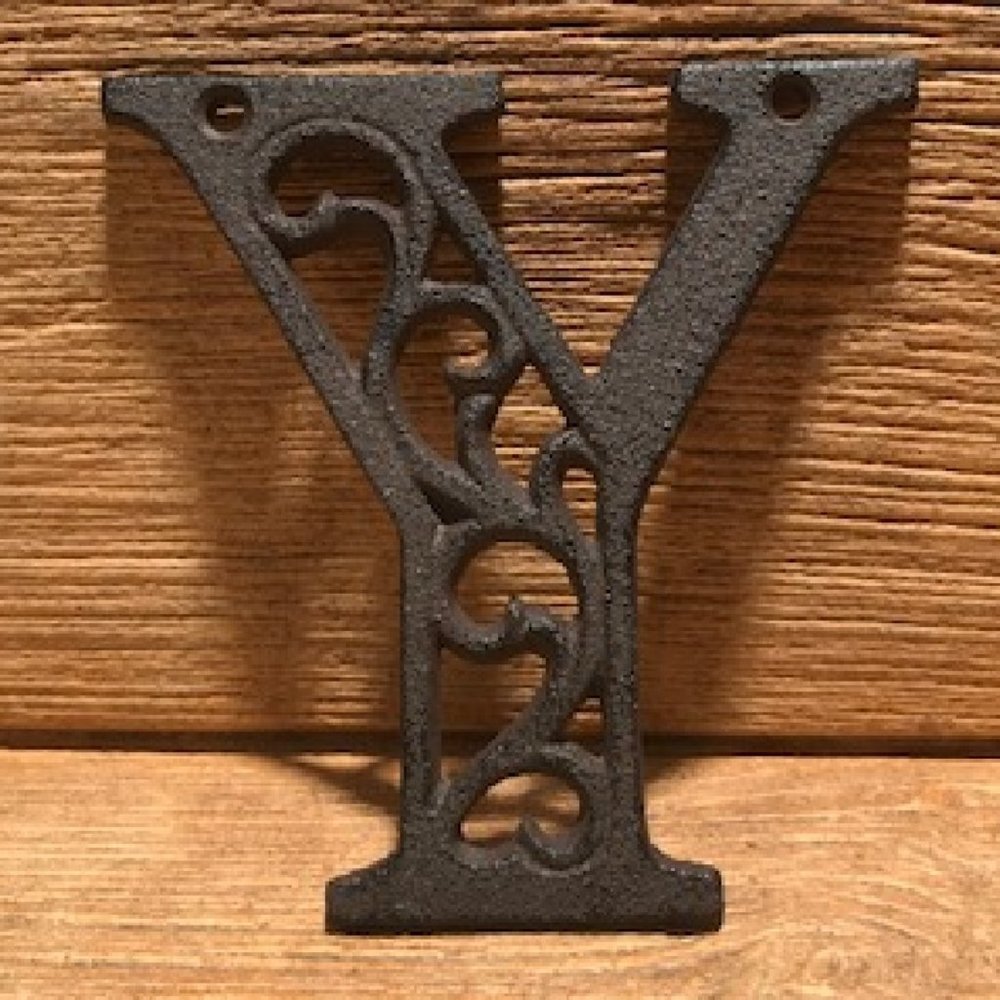 Cast Iron Letter "Y" 4 5/8"tall Ornate Raw Cast Iron Ready for Paint 0184-0557-Y
